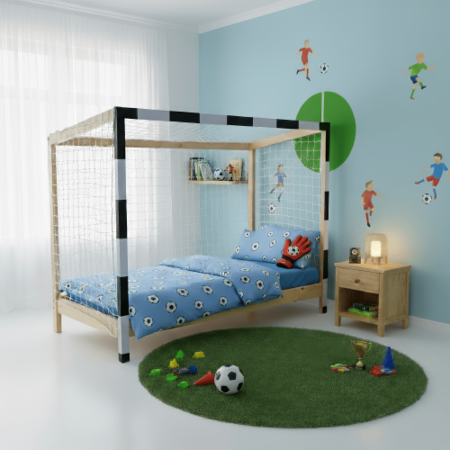 Montessori posteľ, prírodná/biela/čierna, 90x200, FUTAL