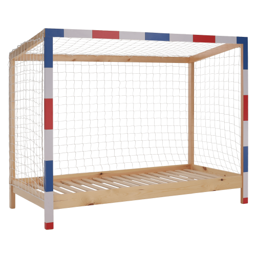 Montessori posteľ, prírodná/biela/modrá/červená, 90x200, FUTAL