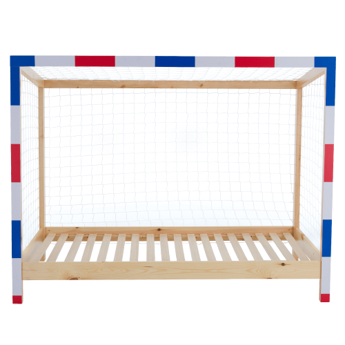 Montessori posteľ, prírodná/biela/modrá/červená, 90x200, FUTAL