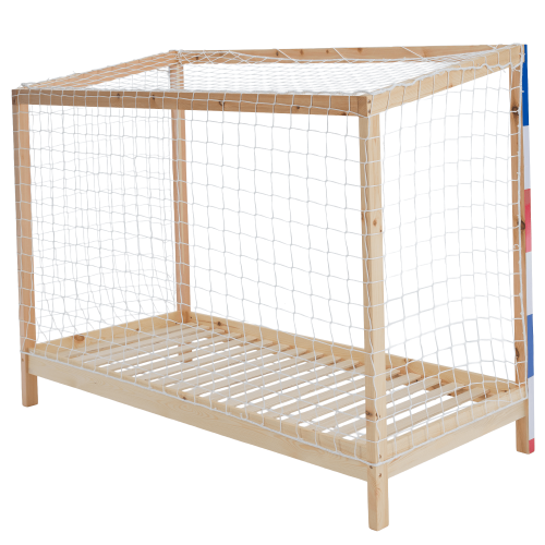 Montessori posteľ, prírodná/biela/modrá/červená, 90x200, FUTAL