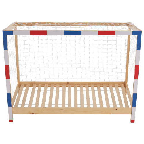 Montessori posteľ, prírodná/biela/modrá/červená, 90x200, FUTAL