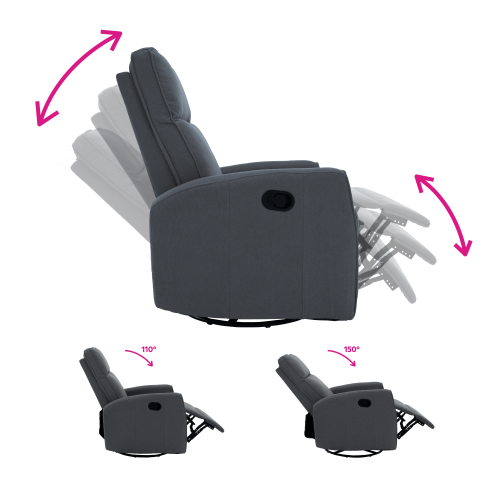 Relaxačné otočné kreslo, sivá, MEKENZI