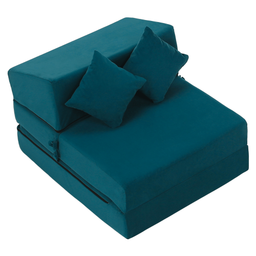 Skladací matrac/kreslo, 2v1, petrolejová, PELOS