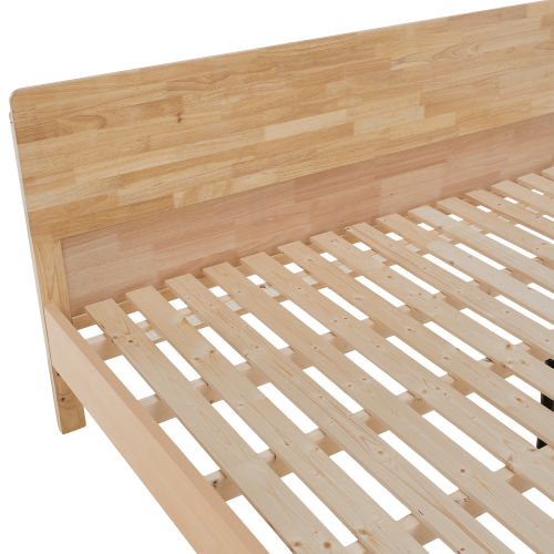 Manželská posteľ, 160x200, masívne drevo, prírodná, NOEMI