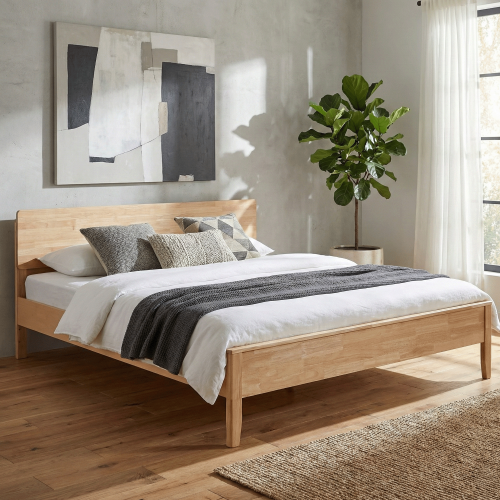 Manželská posteľ, 160x200, masívne drevo, prírodná, NOEMI