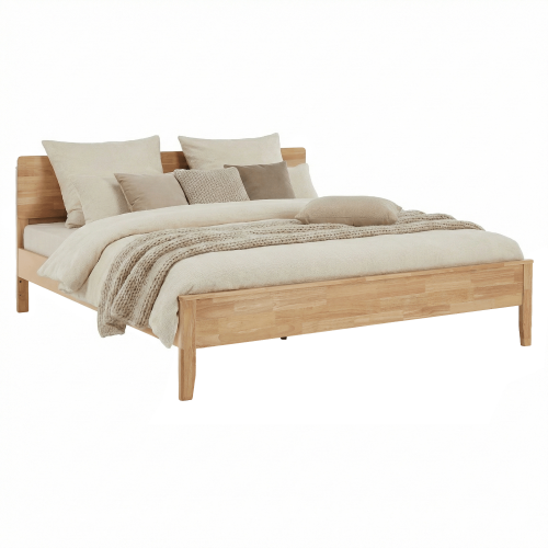 Manželská posteľ, 180x200, masívne drevo, prírodná, NOEMI