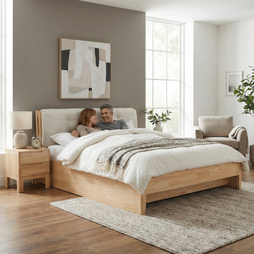 Manželská posteľ, 160x200, masívne drevo, prírodná, FLORENCIA