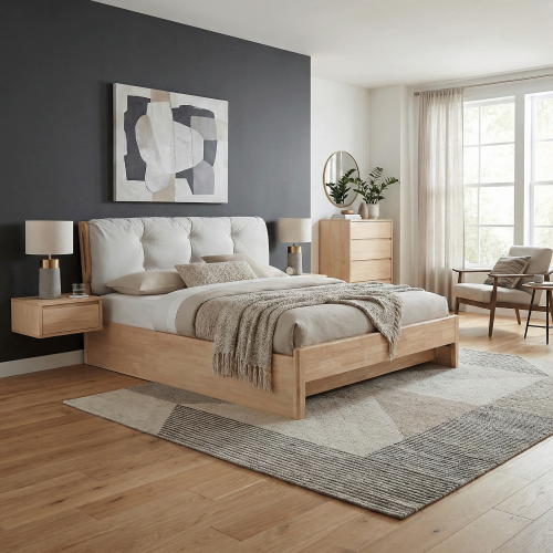 Manželská posteľ, 180x200, masívne drevo, prírodná, FLORENCIA
