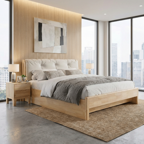 Manželská posteľ, 180x200, masívne drevo, prírodná, FLORENCIA