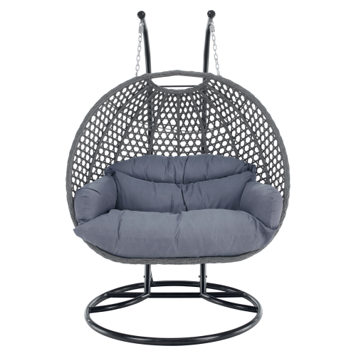 Závesné dvojkreslo, čierna/sivá/tmavosivá, DAKAN NEW