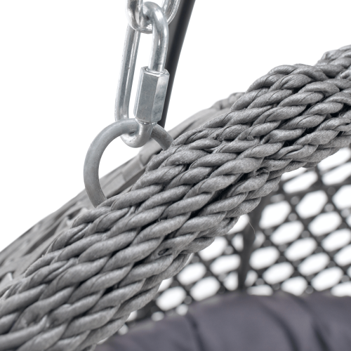 Závesné dvojkreslo, čierna/sivá/tmavosivá, DAKAN NEW