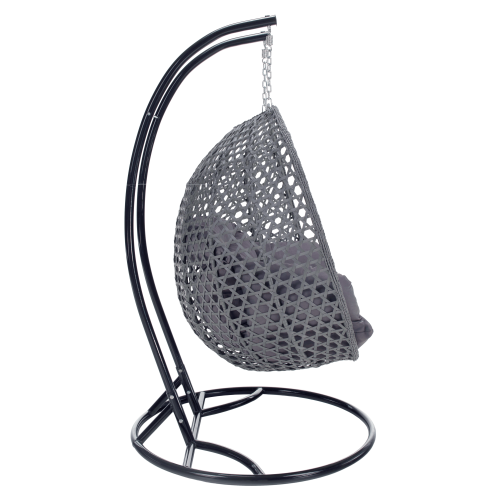 Závesné dvojkreslo, čierna/sivá/tmavosivá, DAKAN NEW