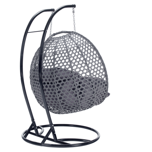 Závesné dvojkreslo, čierna/sivá/tmavosivá, DAKAN NEW