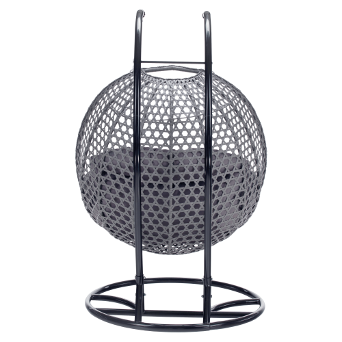 Závesné dvojkreslo, čierna/sivá/tmavosivá, DAKAN NEW