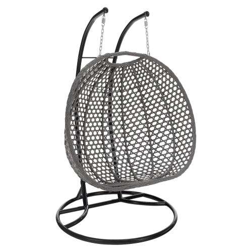 Závesné dvojkreslo, čierna/sivá/tmavosivá, DAKAN NEW