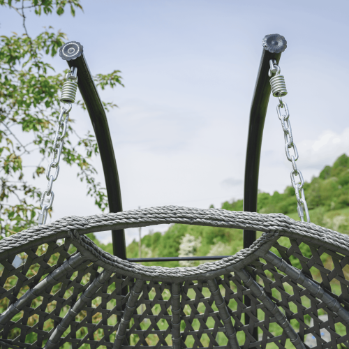 Závesné dvojkreslo, čierna/sivá/tmavosivá, DAKAN NEW