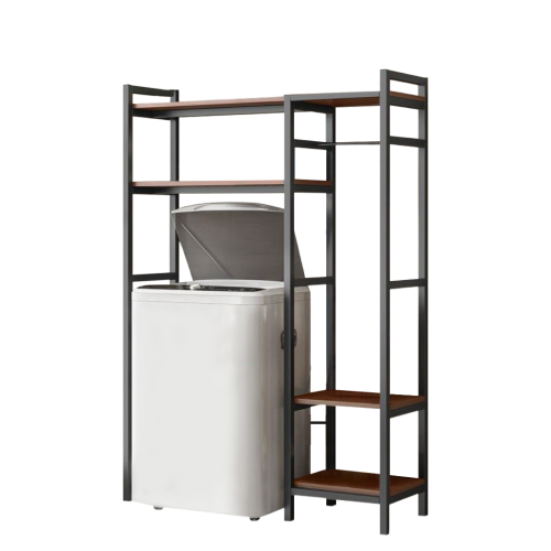 Regál nad práčku, dub tmavý/čierna, DELSIN