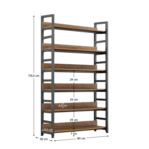 Regál, dub tmavý/čierna, JANEL TYP 2