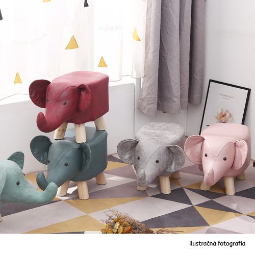 Taburet v tvare sloníka, sivá/prírodná, BALBO