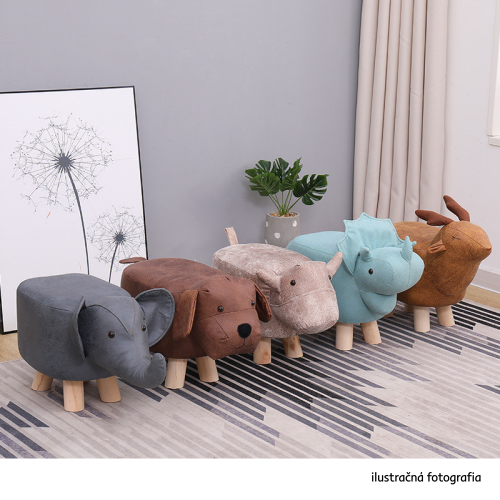 Taburet v tvare sloníka, sivá/prírodná, BALBO