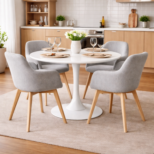 Jedálenský stôl, okrúhly, biela matná, priemer 110 cm, REVENTON NEW