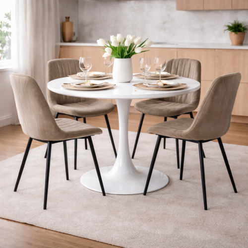 Jedálenský stôl, okrúhly, biela matná, priemer 110 cm, REVENTON NEW