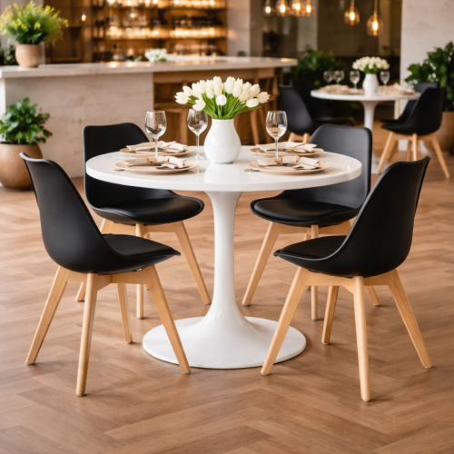 Jedálenský stôl, okrúhly, biela matná, priemer 110 cm, REVENTON NEW