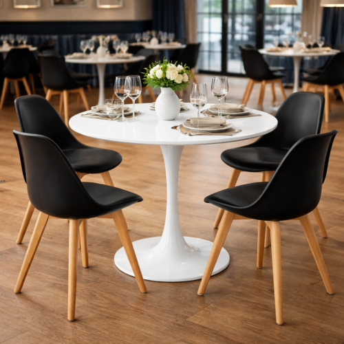 Jedálenský stôl, okrúhly, biela matná, priemer 110 cm, REVENTON NEW