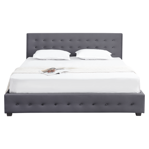 Posteľ s úložným priestorom, 180x200, sivá, MINDY