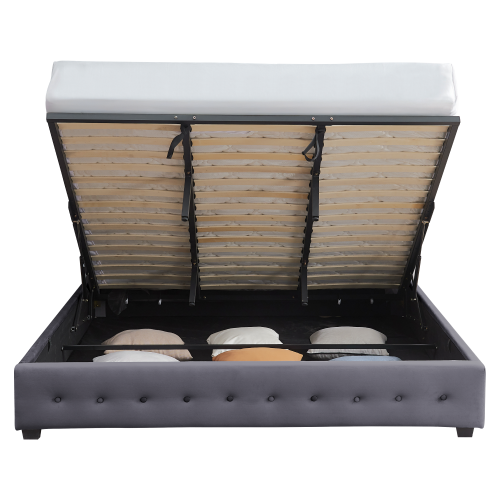 Posteľ s úložným priestorom, 180x200, sivá, MINDY