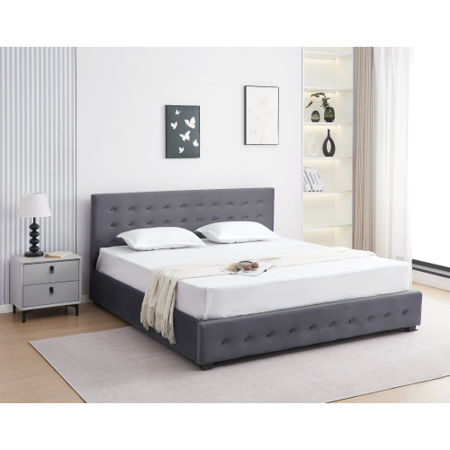 Posteľ s úložným priestorom, 180x200, sivá, MINDY