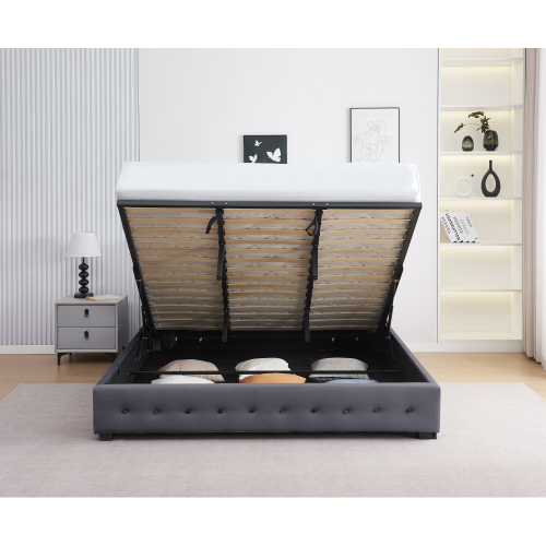 Posteľ s úložným priestorom, 180x200, sivá, MINDY