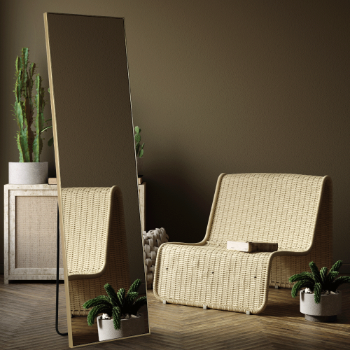 Stojanové zrkadlo, zlatá, LUSET NEW