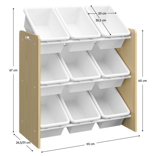 Organizér/regál na hračky, prírodná/biela, BOIS