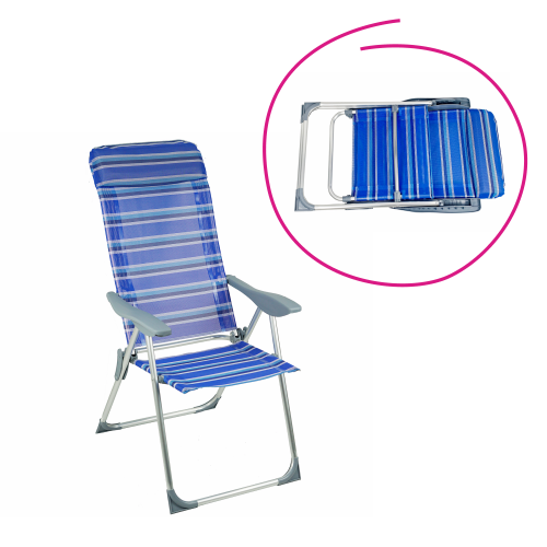 Záhradné polohovacie kreslo, modrá/sivá, AVELAR