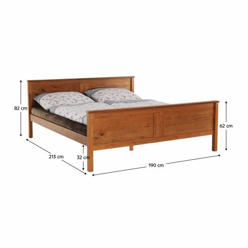 Posteľ, borovicové drevo v odtieni dub, 180x200, PROVO NEW