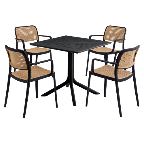 Stohovateľná stolička, čierna/béžová, RAVID NEW TYP 2