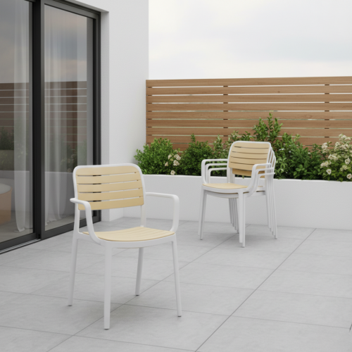 Stohovateľná stolička, biela/béžová, KARDOS TYP 2