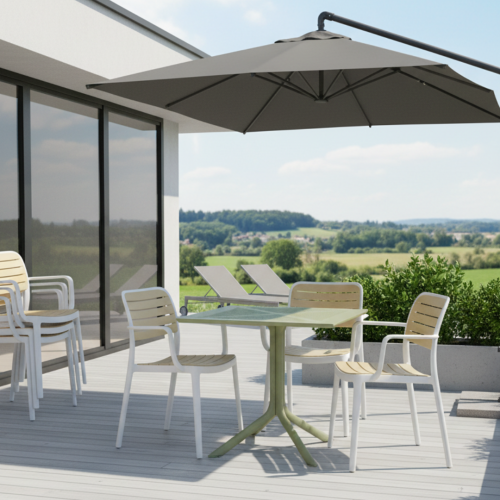 Stohovateľná stolička, biela/béžová, KARDOS TYP 2