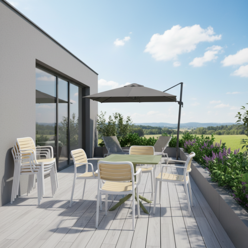 Stohovateľná stolička, biela/béžová, KARDOS TYP 2