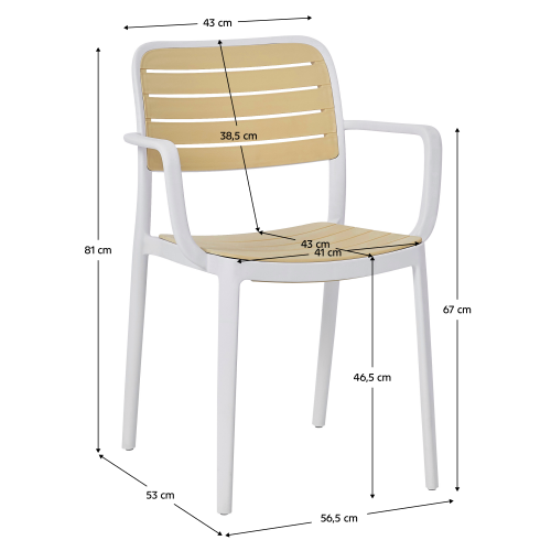 Stohovateľná stolička, biela/béžová, KARDOS TYP 2