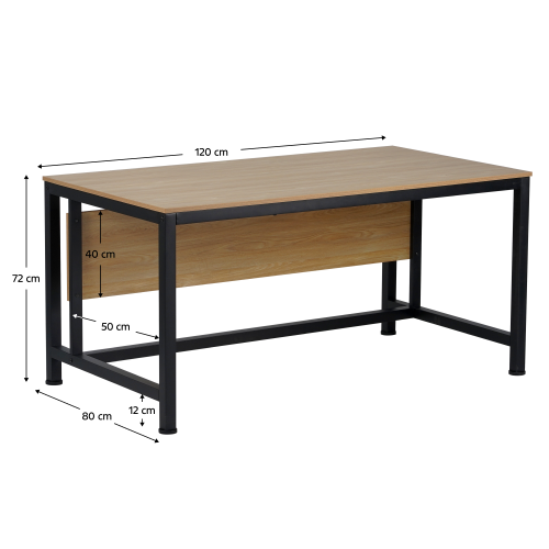Písací stôl, dub/čierna, 120x80 cm, KILIS NEW