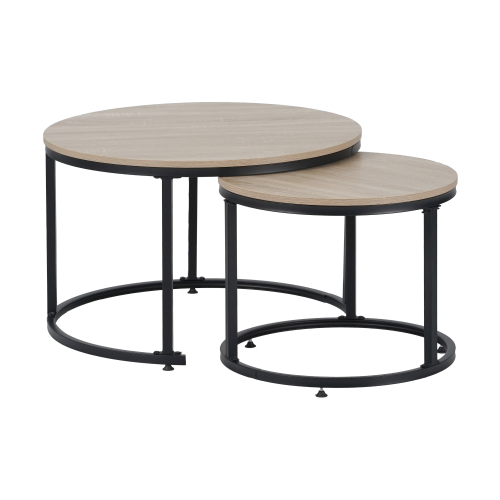 Konferenčné stolíky, set 2 ks, dub sonoma/čierna, TARNI