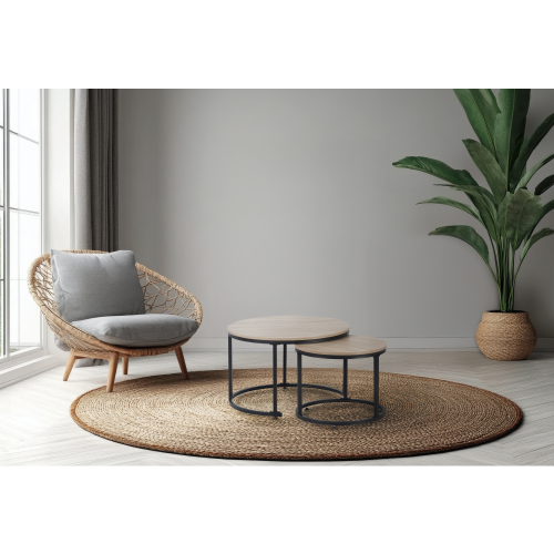 Konferenčné stolíky, set 2 ks, dub sonoma/čierna, TARNI