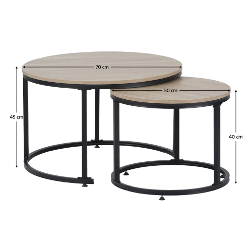 Konferenčné stolíky, set 2 ks, dub sonoma/čierna, TARNI