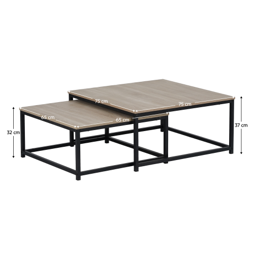 Konferenčné stolíky, set 2 ks, dub sonoma/čierna, KASTLER 2 NEW TYP 1