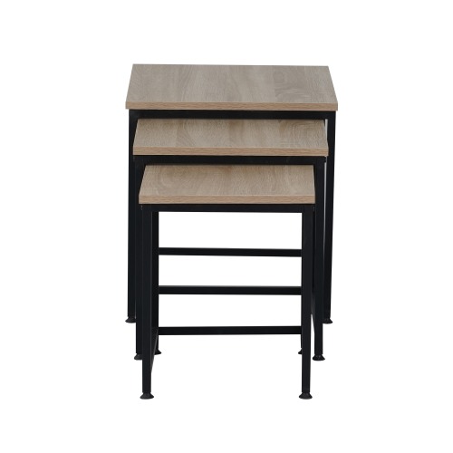 Konferenčné stolíky, set 3 ks, dub sonoma/čierna, KASTLER 2 NEW TYP 3