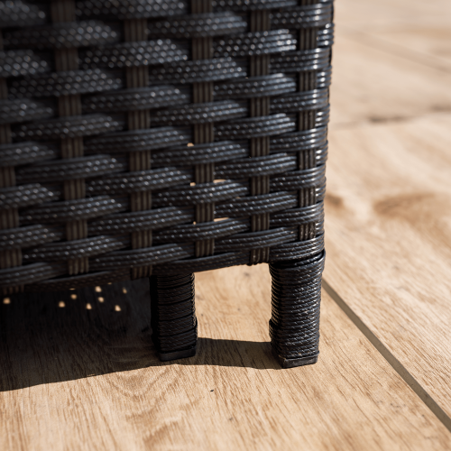 Záhradný ratanový set, akáciové drevo, čierna/krémová/prírodná, MELFORD