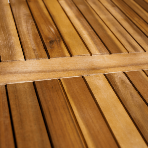 Záhradný ratanový set, akáciové drevo, čierna/krémová/prírodná, MELFORD