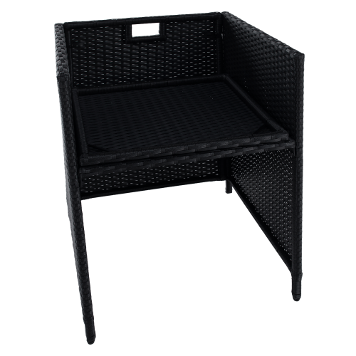 Záhradný ratanový set, akáciové drevo, čierna/krémová/prírodná, MELFORD